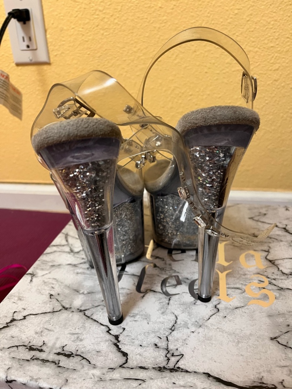 Pleasers bling Gem-Embellished Platform Heels - used - Picture 3 of 5